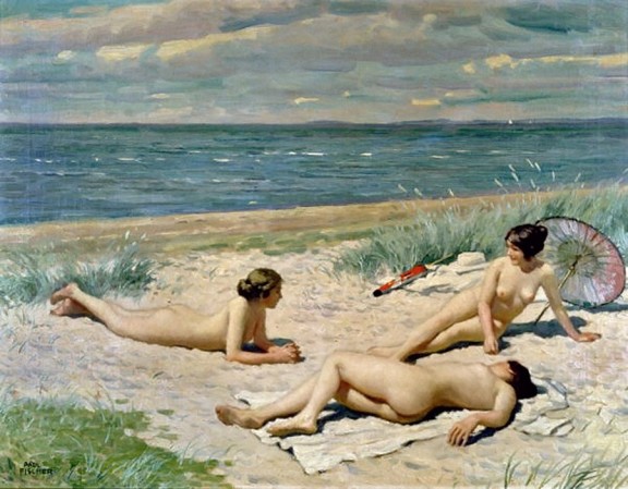 Bathers on a beach, 1916, Paul Gustave Fischer