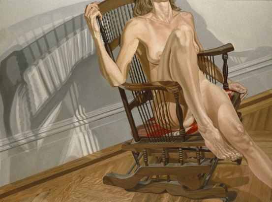 Female Model on Platform Rocker, 1977-78, Philip Pearlstein, Brooklyn museum