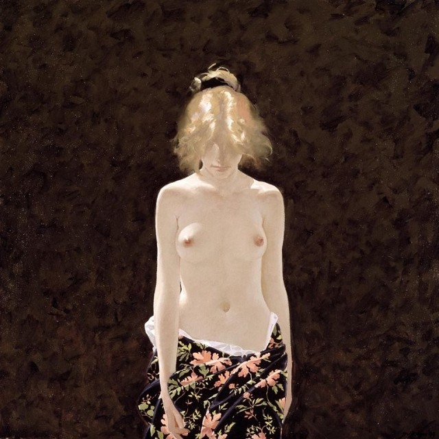 Walking nude with floral drape, 1999, Neil Rodger