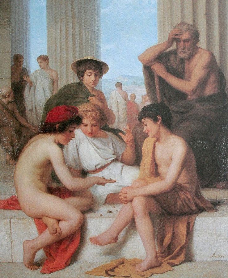 Joueurs d'osselets, 1864, Albert Anker, Musée gruérien